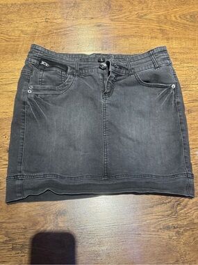 Revolution Black Washed Denim Mini Skirt